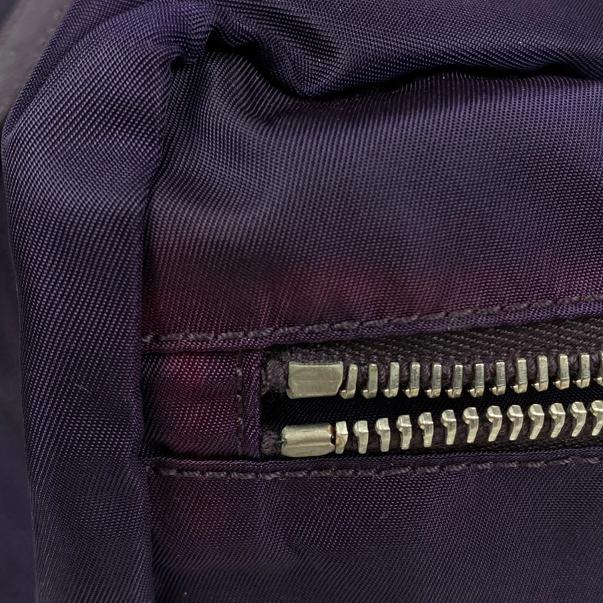Prada Plate Handbag Tessuto Shoulder Boston Bag Purple Logo